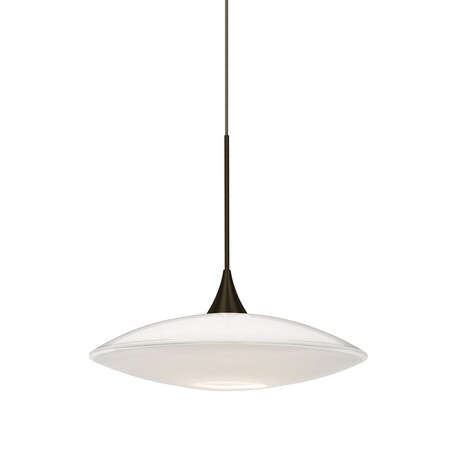 Besa Lighting Spazio Cord Pendant, Opal Glossy, Bronze Finish, 1x3W LED 1XT-629406-LED-BR
